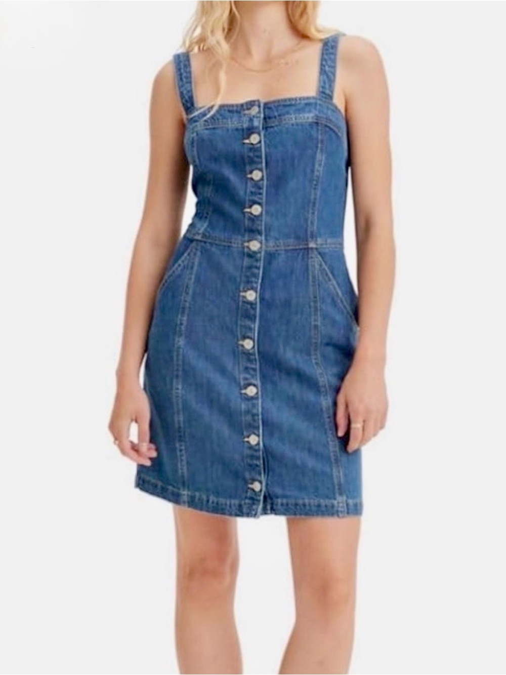 LIKE NEW Levi's Blue Button-Front Denim Mini Dress (M)